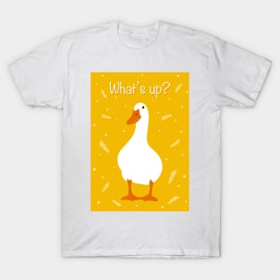 What’s up duck? White Pekin Duck with feathers and polka  dots T-Shirt